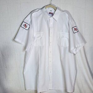 Uniforms Today White Poly SS Faux Button Placket Zip Up Security Shirt Size 3XL